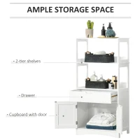 kleankin Bathroom Floor Cabinet, Free Standing Kitchen Cupboard with Shelves, Drawer and Doors, Storage Organizer for Living Room, White(m-5)