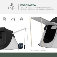 Outsunny Pop Up Tent with Porch and Carry Bag, 3000mm Waterproof, for 2-3 People Camping Hiking, Black(m-6)