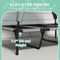 PawHut Raised Dog Bed Cooling Dog Cot w/ Canopy Washable Breathable Mesh, for Large Dogs, Light Grey(m-7)