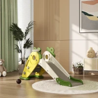 Qaba 3 in 1 Foldable Toddler Slide with Basketball Hoop, Climber, for 1-3 Years Old, Yellow(m-8)