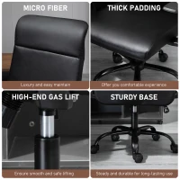 Vinsetto Office Chair High Back Height Adjustable Rolling Swivel Chair with Rocking Function Faux Leather Computer Desk , Black(m-7)