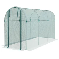 Outsunny Galvanized Steel Crop Cage, Plant Protection Tent with Zippered Door, 4' x 12', Green(m-1)