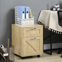 Vinsetto Farmhouse Vertical Filing Cabinet, 2 Drawers File Cabinet with Hanging Bars for Letter and A4 Size, Rolling Printer Stand for Home Office, Natural(m-8)