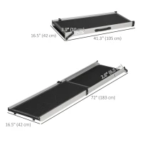 PawHut 72-Inch Portable Folding Dog Ramp for Cars, Trucks, SUVs, Non-Slip Pet Ramp for Large Dogs, Aluminum Frame for up to 198 LBS(m-3)