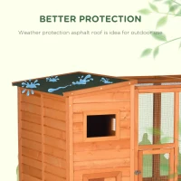 PawHut 68.75" H Cat Cage Large Wooden Outdoor Cat House with Large Run for Play, Catio for Lounging, and Condo Area for Sleeping, Natural(m-6)