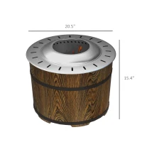 Outsunny Smokeless Fire Pit, Portable Camping Bonfire Stove with Mat for Backyard, Patio, Picnic, Magnesium Oxide, Brown(m-3)