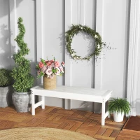 Outsunny 47" Outdoor Bench Seat, HDPE All-Weather Garden Bench, Backless Slatted Patio Bench for Yard, Porch, Park, White(m-10)