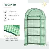 Outsunny Outdoor Mini Greenhouse, Portable Green House with Storage Shelves, Zippered Door, PE Cover, 31.5" x 19.3" x 63", Green(m-4)