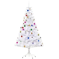 HOMCOM 4.9ft Artificial Christmas Tree Xmas Holidays Decor with Ornament White(m-2)