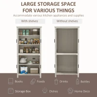 HOMCOM 64" 4-Door Kitchen Pantry, Freestanding Storage Cabinet with 3 Adjustable Shelves for Kitchen, Antique White(m-4)