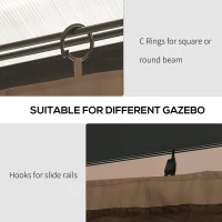 Outsunny 9.84' x 9.84' Gazebo Sidewall Set with Hooks/C-Rings, Brown(m-6)