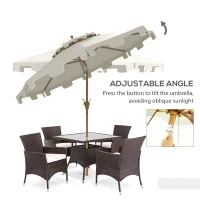Outsunny 8.8' Patio Umbrella with Push Button Tilt and Crank, Cream White(m-4)