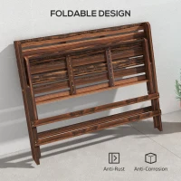 Outsunny 2-Seater Wooden Outdoor Bench, Foldable Garden Bench with Slatted Backrest and Seat, Patio Loveseat, Carbonised Finish(m-6)