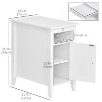 HOMCOM Wooden3-Tier Modern Nightstand with Pullout Shelf, Adjustable Open Shelf, and Door Cabinet, White(m-3)