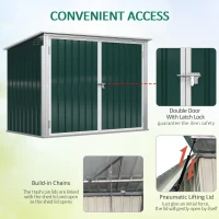Outsunny 6x3 ft Garbage Can Shed, Horizontal Garbage Can Organizer with Double Door and Lid Rubbish Cover, for 2 Trash Cans, Green(m-5)