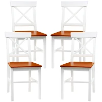 HOMCOM Farmhouse Wooden Dining Chairs Set of 4 with Cross Back, White(m-2)