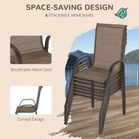 Outsunny 8 Pieces Patio Furniture Set with 9Ft Patio Umbrella, Outdoor Dining Table and Chairs, Light Mixed Brown(m-6)