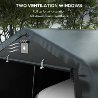 Outsunny Carport 12' x 20' Portable Garage, Heavy Duty Car Port Canopy with Ventilation Windows and Large Roll-up Door, Black(m-7)