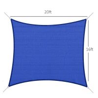 Outsunny 16' x 20' Sun Shade Sail Canopy Outdoor Shade Sail Cloth for Patio Deck Yard with D-Rings and Rope Included, Blue(m-3)