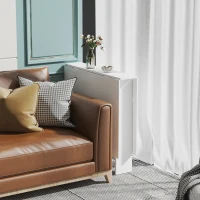 HOMCOM Foldable Dining Table, Drop Leaf Folding Side Table Console Writing Desk with 2 Wheels for Kitchen, Dining Room, Teak, White(m-9)