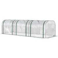 Outsunny 10' x 3' x 2.5' Portable Mini Tunnel Greenhouse with 3 Zipped Doors, Easy Assembly, Clear(m-2)