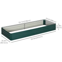 Outsunny 95" x 36" x 12" Galvanized Raised Garden Bed, Metal Elevated Planter Box for Growing Flowers, Herbs, Succulents, Green(m-3)