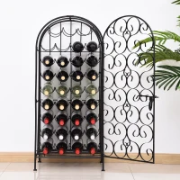 HOMCOM 35 Bottle Wrought Iron Wine Rack Cabinet with Lock,  Black(m-5)
