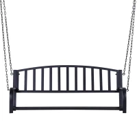 Outsunny 2 Person Front Porch Swing Patio Swing Bench, Outdoor Steel Swing Chair with Sturdy Chains, for Backyard, Deck, 528 lb Weight Capacity, Black(m-7)