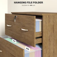 Vinsetto 2 Drawer File Cabinet with Lock, Office Filing Cabinet, Hanging Bar for Letter Size, Home Office, Light Brown(m-5)