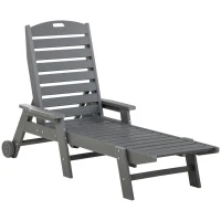 Outsunny Outdoor Chaise Lounge Chair, Waterproof Pool Furniture with Reclining Adjustable Backrest & Wheels for Beach, Tanning, Poolside, Patio, Light Gray(m-11)