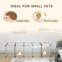 PawHut 20 Panels DIY Small Animal Cage with Door, Top Cover, Indoor Yard Fence for Guinea Pig, Hedgehog, Bunny, White(m-4)