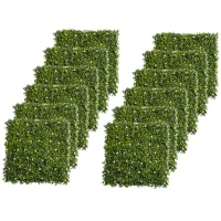 Outsunny 12PCs Grass Wall Panels, 20" x 20" Artificial Grass Wall Decor, Greenery Backdrop Panels Wall for Outdoor, Indoor, Garden, Fence, Backyard, Green and White(m-11)