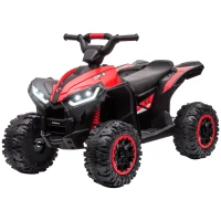 Aosom 12V Kids ATV Quad Car with Forward & Backward Function, Four Wheeler for Kids with Wear-Resistant Wheels, Music, Electric Ride-on ATV for Toddlers Ages 3+ Years Old, Red(m-13)