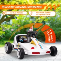 Qaba 6V Electric Go Kart for Aged 3-5 Kids with Music, Light, Horn, White(m-4)