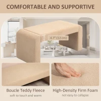 HOMCOM Upholstered Bedroom Bench, Boucle End of Bed Bench, Modern U-Shaped Entryway Bench, 39 x 18 x 18 Inches, Light Brown(m-4)
