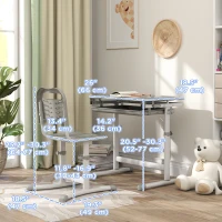 Qaba Height Adjustable Study Table and Chair Set with Drawer, Pen Slot, Tiltable Desktop, Hook, Grey(m-3)