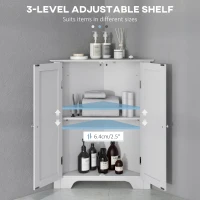 kleankin Modern Bathroom Storage Cabinet, Corner Cabinet with Doors, Bathroom Cabinet with Adjustable Shelf and Recessed Door, White(m-6)