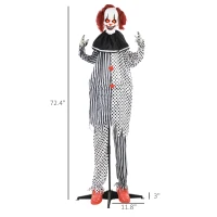 HOMCOM 6' Clown Animatronic, Red Haired Life Size Outdoor Halloween Decoration with Motion Activated Sound & Light Up Eyes(m-3)