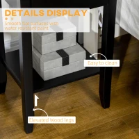 HOMCOM Side Table Set of 2, End Tables with Drawer and Bottom Shelf, 2-tier Nightstand for Bedroom, Living Room, Black(m-6)