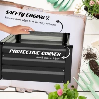 Outsunny Set of 2 Galvanized Raised Beds for Garden, Outdoor Planter Box for Flowers, Herbs and Vegetables, Grey(m-6)