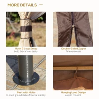 Outsunny 12' x 10' 2-Tier Outdoor Gazebo Canopy Tent for Patio with Zippered Mesh Sidewalls, Solid Steel Frame, Arched Roof, Beige(m-6)