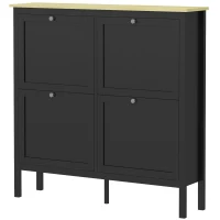 HOMCOM Entryway Shoe Storage Cabinet with 4 Flip Drawers, Adjustable Shelves, Narrow Shoe Cabinet for 20 Pairs of Shoes, Black(m-2)