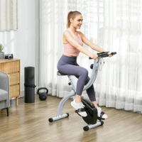 Soozier Foldable & Quiet Exercise Bike with 8-Level Magnetic Resistance, Pulse Sensor, Wheels and LCD Monitor, Black(m-8)