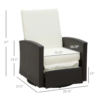 Outsunny Outdoor Wicker Swivel Recliner Chair, Reclining Backrest, Lifting Footrest, 360° Rotating Basic, Water Resistant Cushions for Patio, Cream White(m-3)