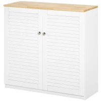 HOMCOM Storage Cabinet Kitchen Sideboard with Louvered Doors, Freestanding Bathroom Cabinet, White(m-11)