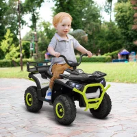 Qaba 12V Kids ATV, 4 Wheeler Quad w/ 4 Spring Suspension Wheels, LED Lights, Music USB, Green(m-10)