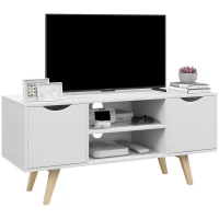 HOMCOM TV Stand with 2 Storage Cabinet Stand for TV's up to 50" for Living Room Office, Storage Entertainment Center, White(m-11)