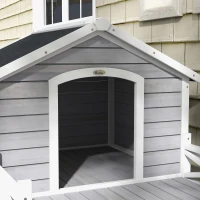 PawHut Small/Medium Dog House with Porch, Gray(m-8)