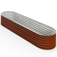 Outsunny 7.9' x 2' x 1.4' Galvanized Raised Garden Bed Kit, Metal Planter Box with Safety Edging, Brown(m-12)