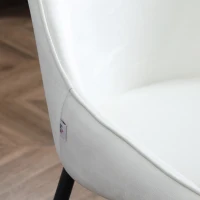 HOMCOM Dining Chairs Set of 2, Upholstered Velvet Kitchen Chairs, Accent Chair with Back, Steel Legs for Living Room, Dining Room, Bedroom, Cream White(m-9)